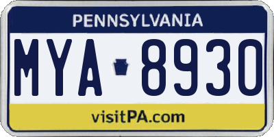PA license plate MYA8930