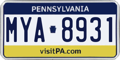 PA license plate MYA8931