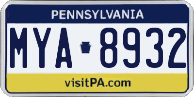 PA license plate MYA8932