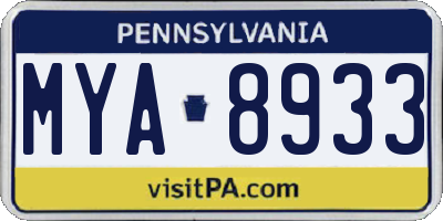 PA license plate MYA8933