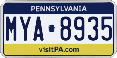 PA license plate MYA8935