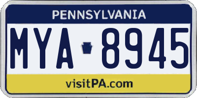 PA license plate MYA8945