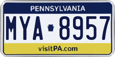 PA license plate MYA8957