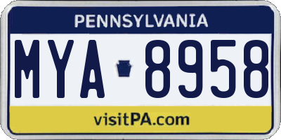 PA license plate MYA8958