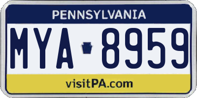 PA license plate MYA8959