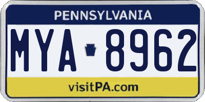 PA license plate MYA8962