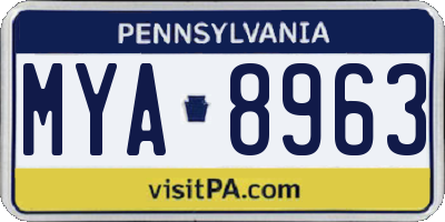 PA license plate MYA8963