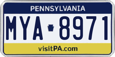 PA license plate MYA8971