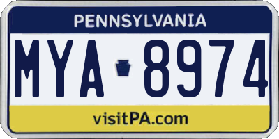 PA license plate MYA8974
