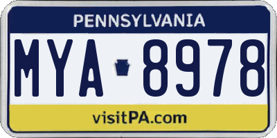 PA license plate MYA8978