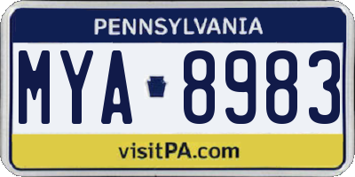 PA license plate MYA8983
