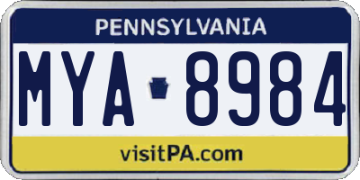 PA license plate MYA8984