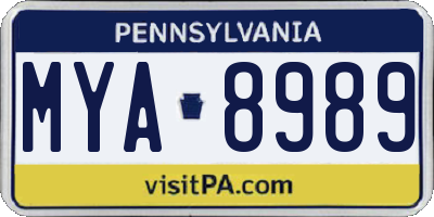 PA license plate MYA8989