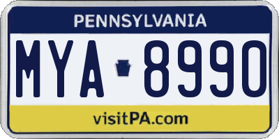 PA license plate MYA8990