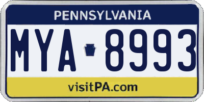 PA license plate MYA8993