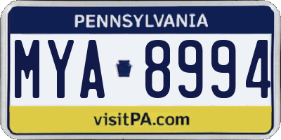 PA license plate MYA8994