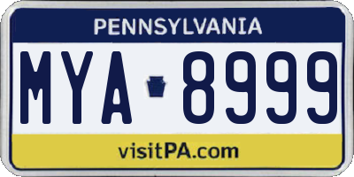 PA license plate MYA8999