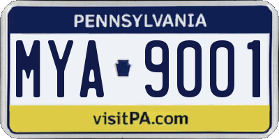 PA license plate MYA9001