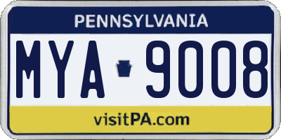 PA license plate MYA9008