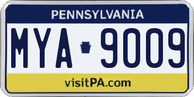 PA license plate MYA9009