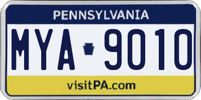 PA license plate MYA9010