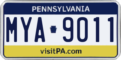 PA license plate MYA9011
