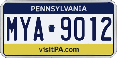 PA license plate MYA9012