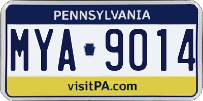 PA license plate MYA9014