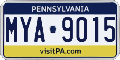 PA license plate MYA9015