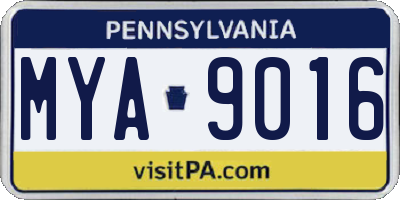 PA license plate MYA9016