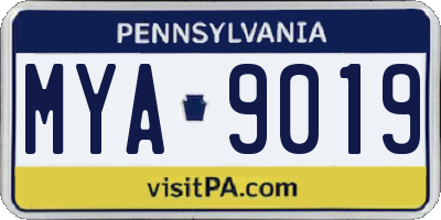 PA license plate MYA9019