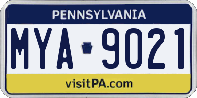 PA license plate MYA9021