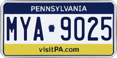 PA license plate MYA9025