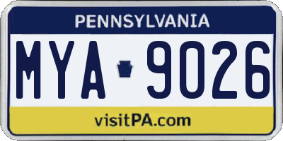 PA license plate MYA9026