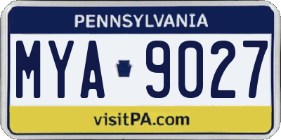 PA license plate MYA9027