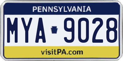 PA license plate MYA9028