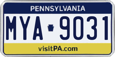 PA license plate MYA9031