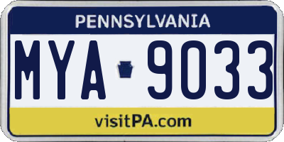 PA license plate MYA9033