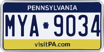 PA license plate MYA9034