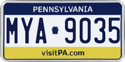 PA license plate MYA9035