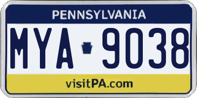 PA license plate MYA9038