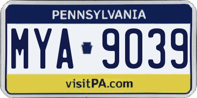 PA license plate MYA9039