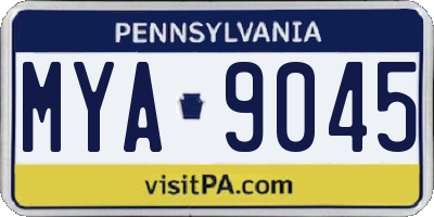 PA license plate MYA9045