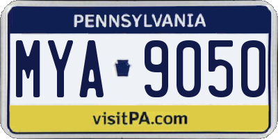 PA license plate MYA9050