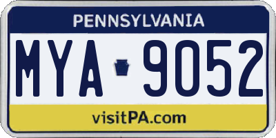 PA license plate MYA9052