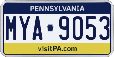 PA license plate MYA9053