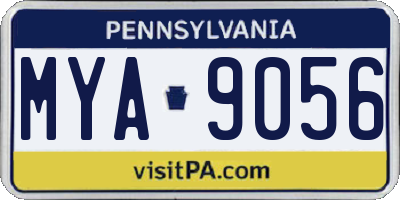 PA license plate MYA9056