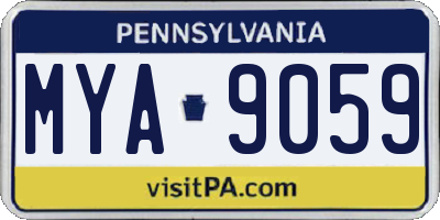 PA license plate MYA9059