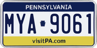 PA license plate MYA9061