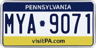 PA license plate MYA9071
